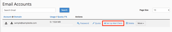 set up mail client highlighted