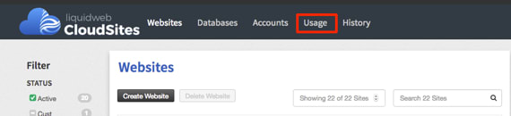 usage link in menu