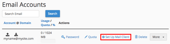 set up mail client highlighted