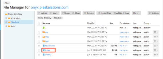 file name link highlighted