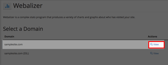view link highlighted