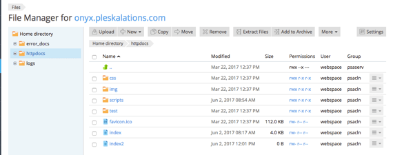 httpdocs directory in File Manager