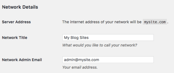 network details section