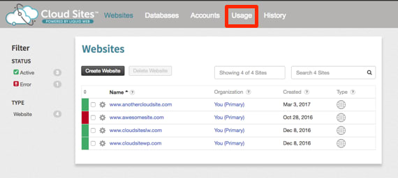usage link highlighted