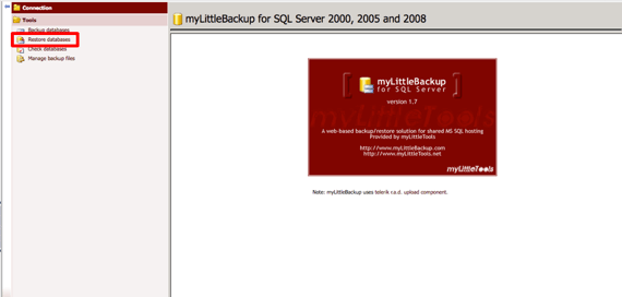 restore button highlighted