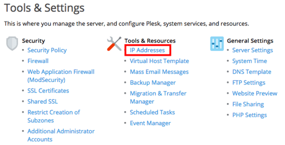ip address link highlighted