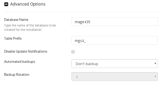 advanced options section