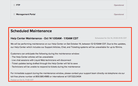 cloud sites updates showing highlighted