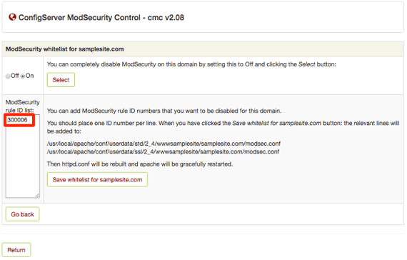 rule pasted in rule id list