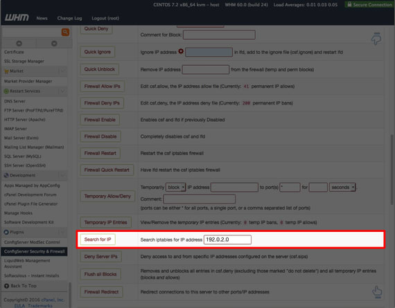 ip address entered to search