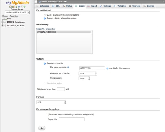 custom export selected