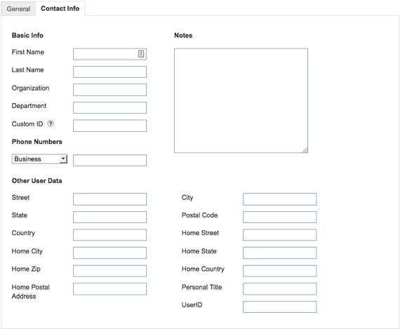 contact info tab