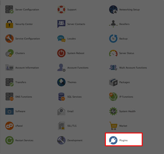 plugin link on whm homepage