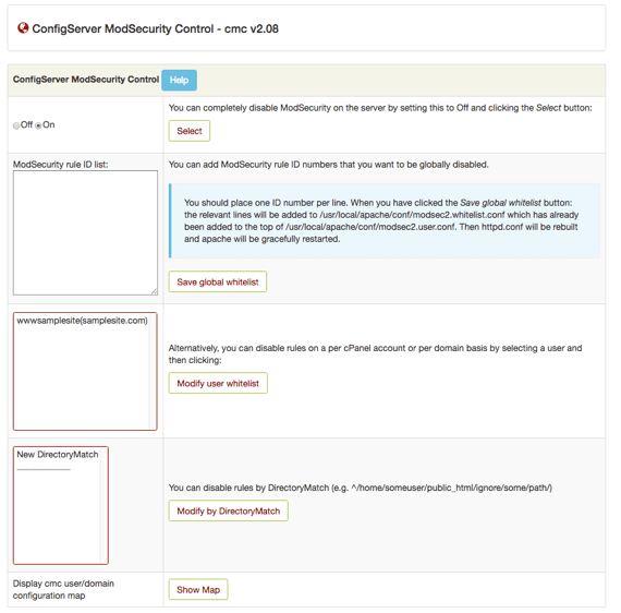 modsecurity control home page