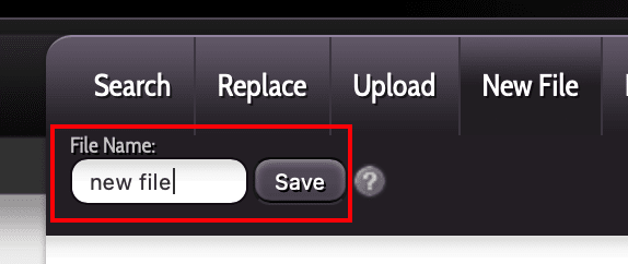 new file name being entered
