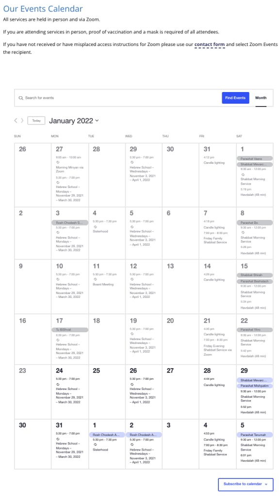 Featured Calendar Month View calendar with The Events Calendar