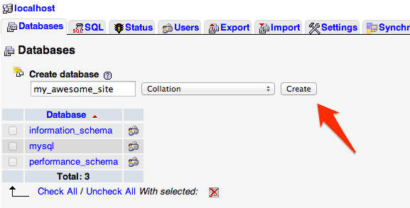 install wp mac name database