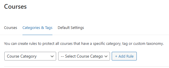 Screenshot of Categories and tags options