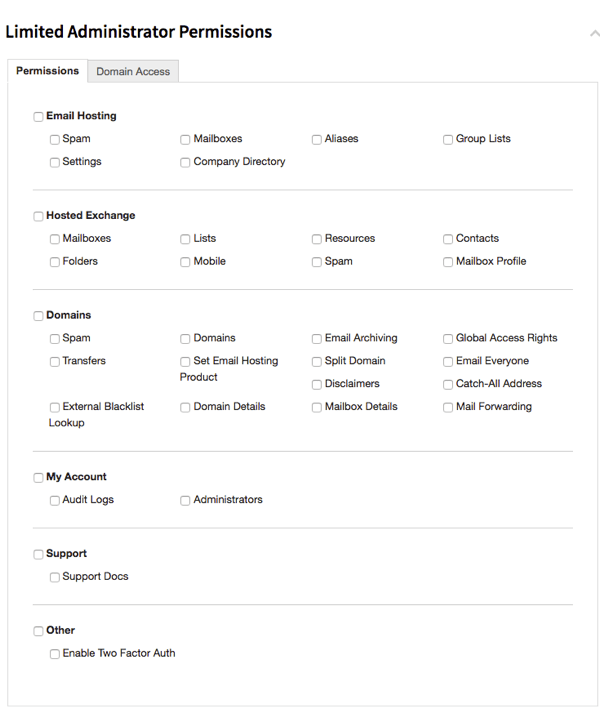 limited adminsitrator options