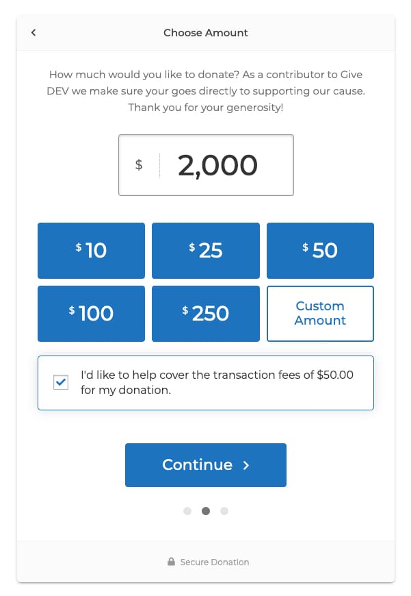 Fee Recovery enabled with a Maximum Fee Amount set to $50 to encourage opt-ins for large amounts.