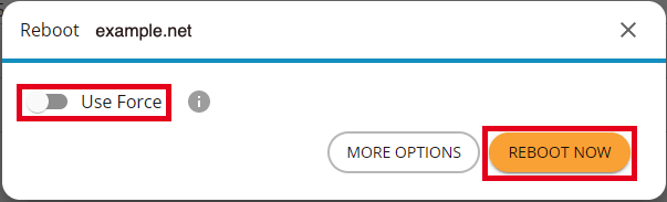 reboot with force highlighted