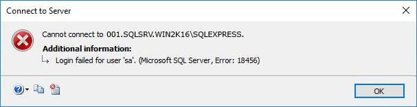 Troubleshooting the Microsoft SQL Server error 18456 (Login Failed for User error) — Connect to Server error.
