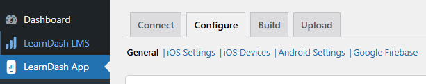 Screenshot of Configure tab