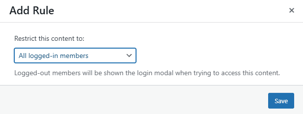 Screenshot of dropdown option for making a new rule