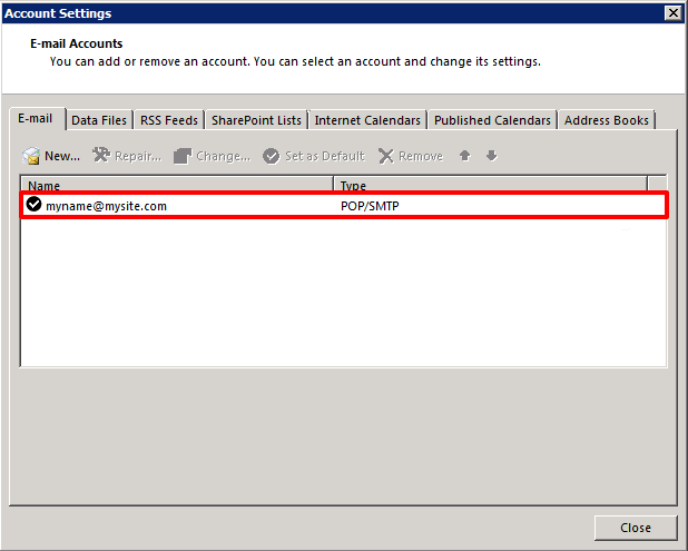email account listing