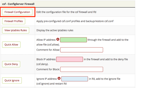firewall configuration button highlighted