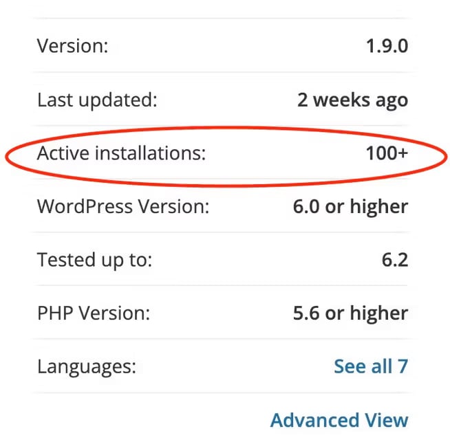 wp plugin active installations check