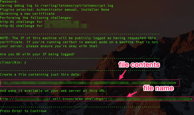 file creation for ssl cert via command line