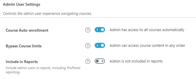 Admin user settings on LearnDash back end