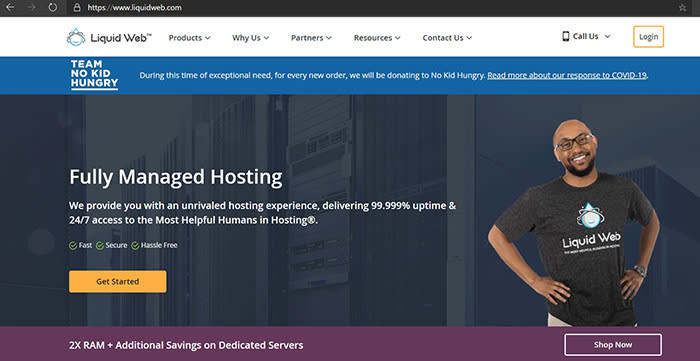 liquid web domain name and website homepage