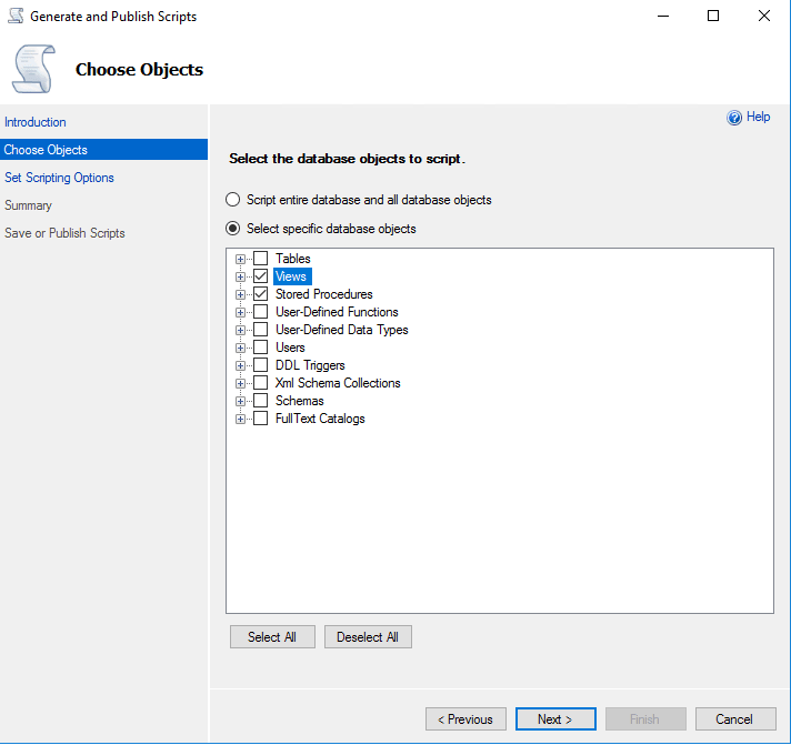 Transfer Stored Procedures and Views within Microsoft SQL Server Management Studio
