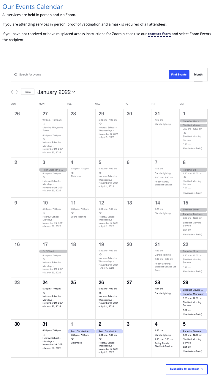 Featured Calendar Month View calendar with The Events Calendar