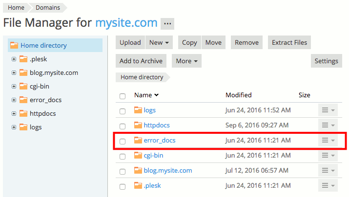 gif showing error docs in home directory