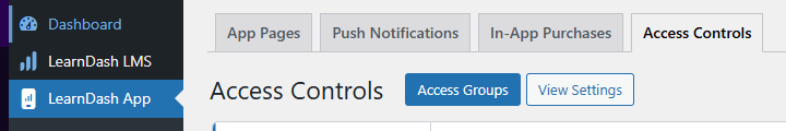 Screenshot of accessing groups within the Access Controls