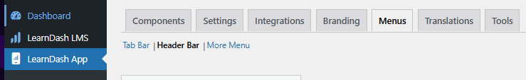 Screenshot of Menus - Header Menu