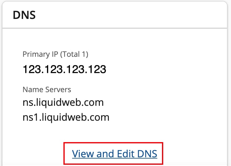 dns view and edit link highlighted