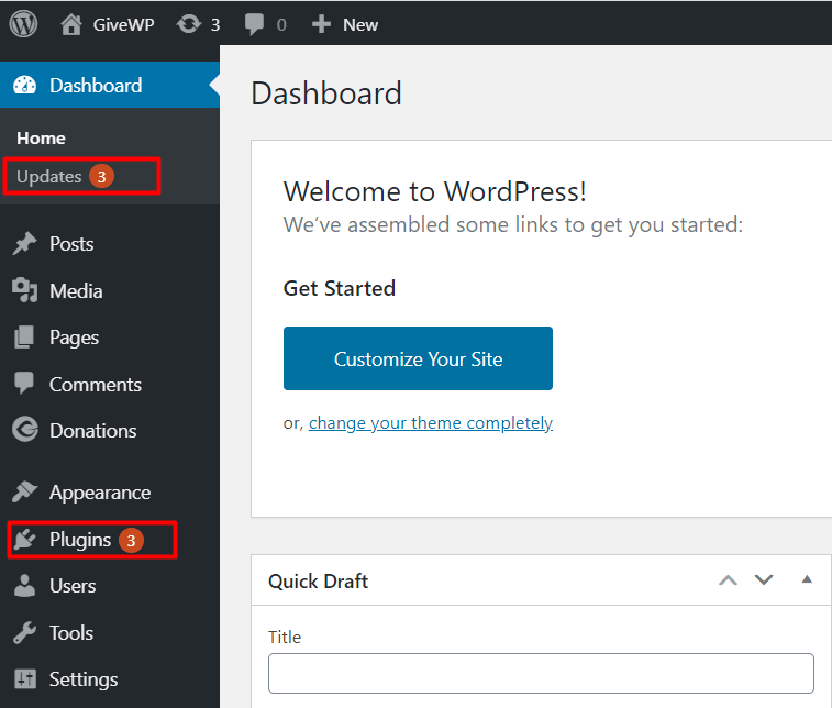 WordPress alert to update plugin