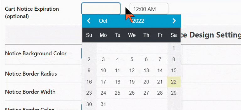 Cart Notice Expiration Setting