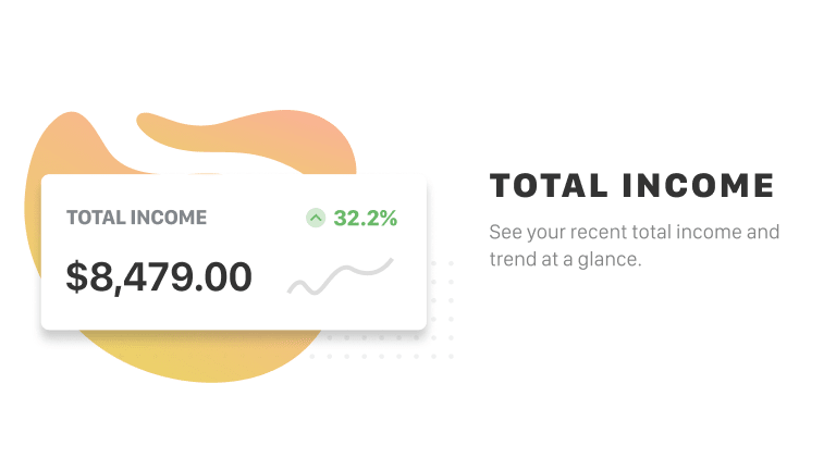 The "Total Income" chart let's you see your recent total income and trend at a glance.
