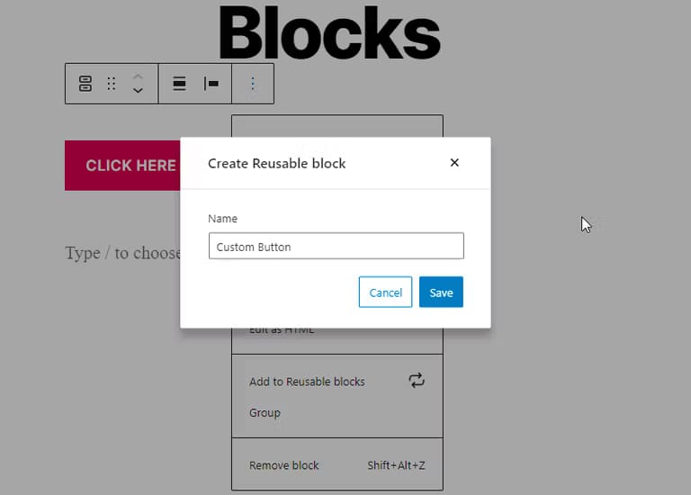 name reusable block wp