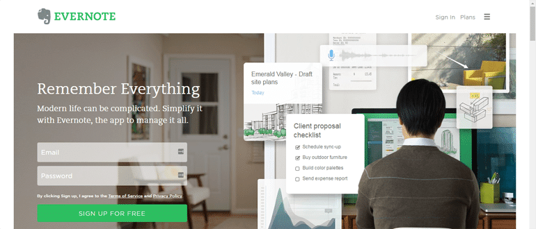 Evernote is a note taking app and project management software.