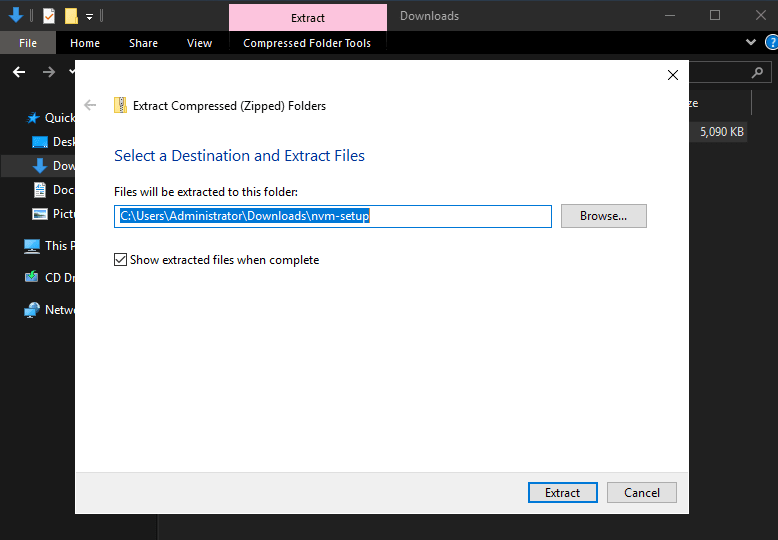 Extract the contents of the zipped file in the same location.