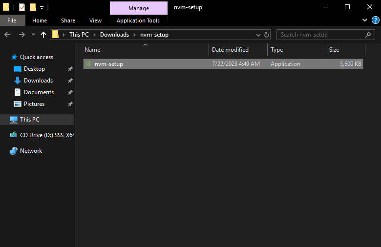You will have the nvm-setup application extracted in the same folder.