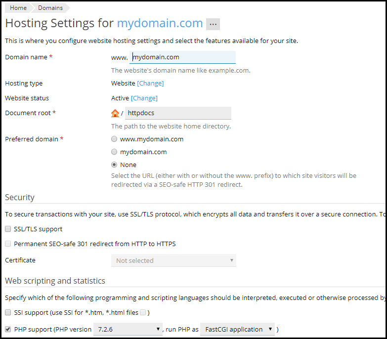 hosting settings image