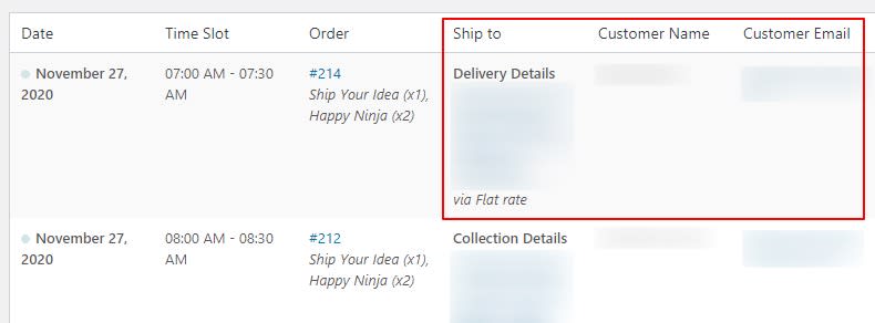 Upcoming orders address
