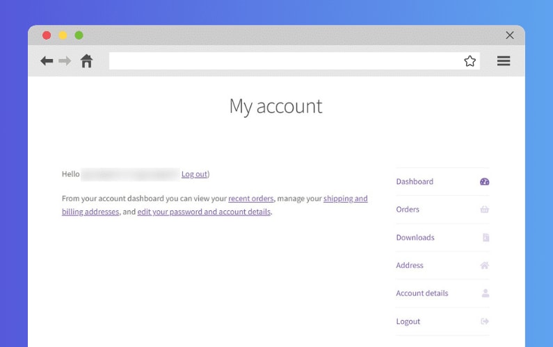 account page woocommerce